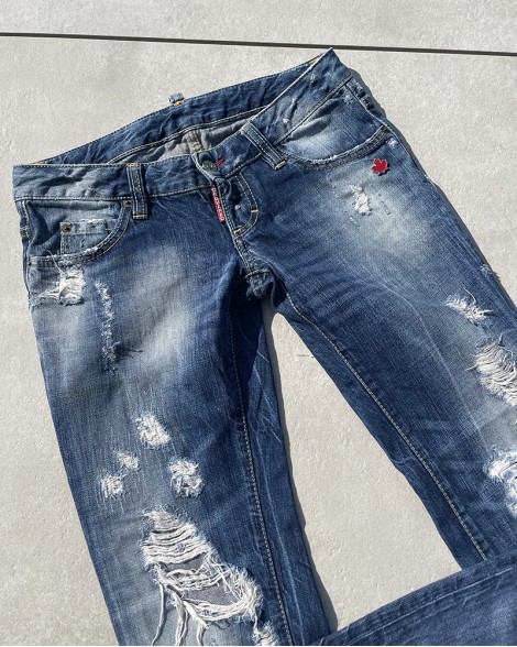 Džíny dámské Dsquared2 modré s dírami